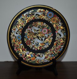 Intricately Painted Wood Plate
