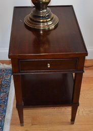 Mahogany End Table With Drawer And Bottom Shelf By Bernhardt