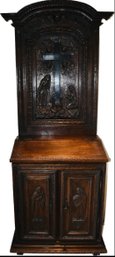 Early Hand Carved Italian Prie Dieu Of Holy Mother And Saint Elizabeth Secretary