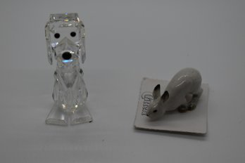 Swarovski Crystal Dog And Porcelain Rabbit #409