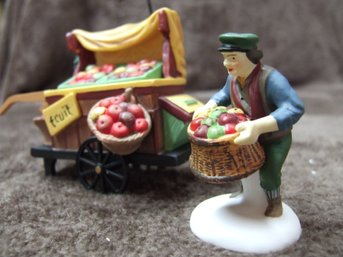 Dept  56 #  5813 Chelsea Market Fruit Monger & Cart (Handpainted Porcelain) W/Original Box, Heritage Village C