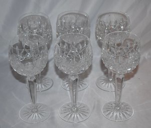 Waterford Irish Crystal Lismore Balloon Hock Wine Glasses (6) 1 Of 2 Sets Lot #345