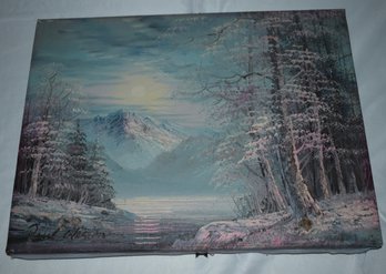 Paul Weston Oil Painting On Canvas Winter Mountain