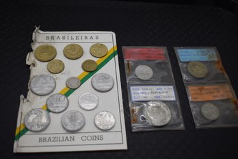 Brazilian Coins 1901 400 Reis, 1932 100 Reis, 1939 1000reis, 1940 300 Reis, Set With A 1918 20 Reis & More