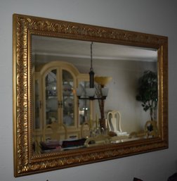 Large Rectangular Mirror With Gold Colored Frame