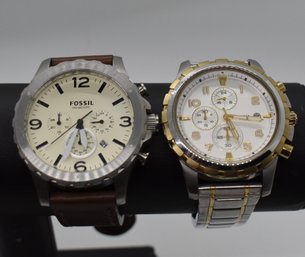 Fossil Watches Mens Brown And Silver  #742