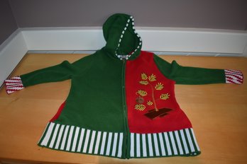 Whoopi Full Zip Christmas Tree Hooded Sweater With Pockets And Bells (M)
