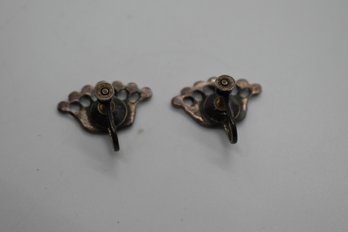 Crown Screwback Earrings Stamped Illegible Possibly Sterling #624