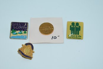 Girl Scouts, Cub Scout Den Mother, Manchester 150th Anniversary 1810-1960 And Food Allergy Pins #647