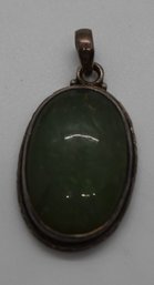 Sterling And Green Stone Pendant #734