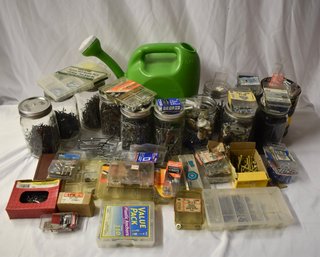 Nails Screws And Misc. Hardware In Jars Lot