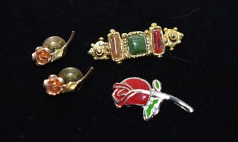 Roses And Beautiful Multistone Pins #596