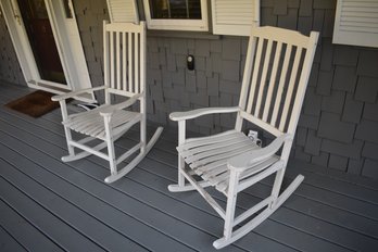 Pair Of White Wooden Rocking Chairs