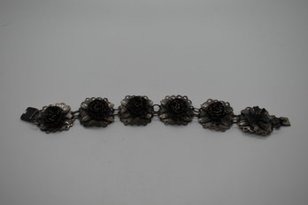 Vintage Sterling Silver Floral Bracelet #632