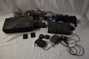 Playstation 2 Lot With 2 Game Consoles, Controllers, Memory Cards And Accessory Cables
