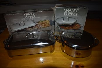 Grande Buffet 2 Qt Round And 2 1/3 Qt Rectangular Covered Casserole Baking Dishes