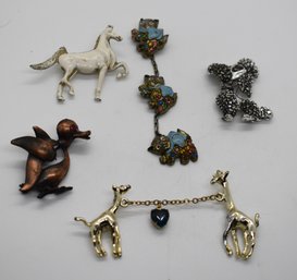 Animal Themed Brooch Scarf Pin Lot