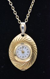 Vintage Caravelle Watch On Gold Colored Chain #761