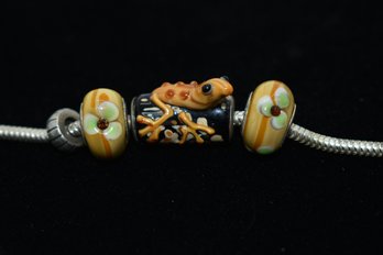 925 Italy Sterling Glass Frog Beads Bracelet #726