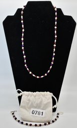 Purple Beaded Necklace And Bracelet Set #781