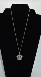 Sterling Silver Filigree Star Pendent On Sterling Made In Italy Chain Necklace 925
