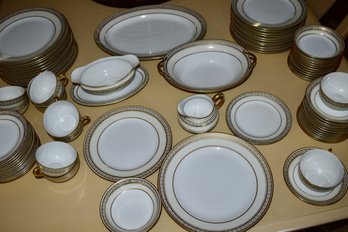 Noritake Chanfaire China Set Gold Decor On Ivory Band - (sugar Dish Not Pictured In Group Photo)