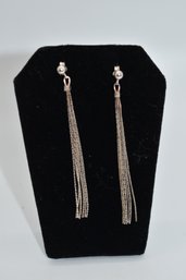 Vintage Sterling Tassel Drop Earrings Made In Italy 925