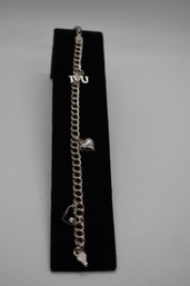Sterling Silver Chain Bracelet With 3 Sterling Silver Charms