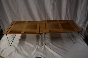 Wood Slated Kitchen Shelves