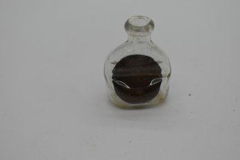 Small Glass Bottle With 1945 Wheat Penny #681