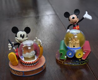 Pair Of Walt Disney Mickey Mouse Snow Globes