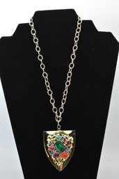 Vintage Gemstone Shield Necklace #606