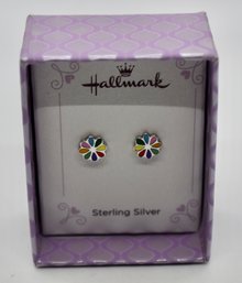 Hallmark Sterling Silver Floral Stud Earrings New In Box #796