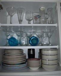Mikasa Bowls, Memory Lane Royal Ironstone Pink Transfer Plates And Side Dishes, Barware And Cabinet Contents