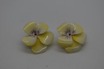Enamel Floral Earrings Made In England