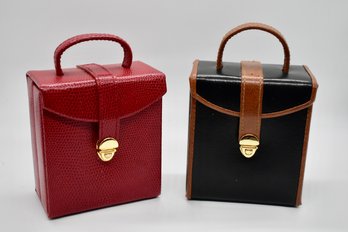 Leather Travel Jewelry Cases Red And Black