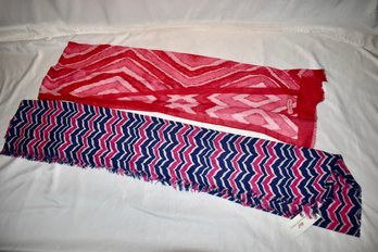 Vintage Coach Pink Fringe Scarf And Vineyard Vines Pink And Blue Whalet Tail Fringe Scarf New With Tag