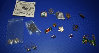 Girl Scout, And Misc Pins, Earrings And Some Sterling Earrings #490