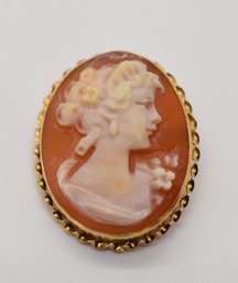 14K Gold Cameo Pendant Marked 671 NA With Designer R In A Circle #504