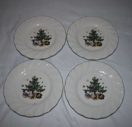 Nikko Christmas Tree Bread And Butter Plates Set Of 4
