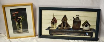 Birdhouses And Vase Paintings Wall Art