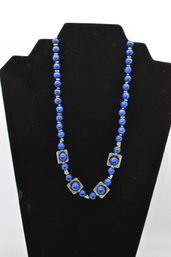 Sterling Silver Lapis Lazuli Beaded Necklace #706