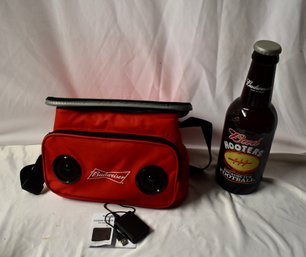 Budweiser Cooler With Speaker And 15' Glass Bud Hooters Bottle With Cap