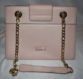Calvin Klein Pink Leather Magnetic Closer Chain Purse Handbag