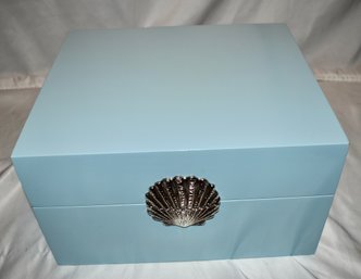 Light Blue Storage Box With Seashell NBC Trading Inc