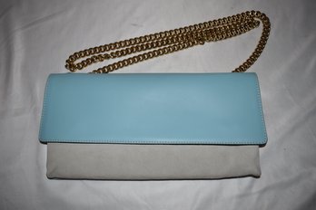 A. Bellucci Genuine Leather Blue Chain Purse Handbag Made In Italy