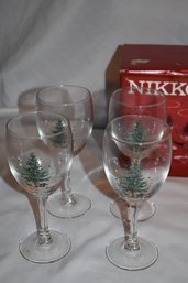 Nikko Christmas Tree Glassware Set Of 4 10.5oz Lot 2 Of 2