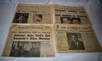 President John F Kennedy Memorial Newspapers- The Catholic Sun, The Post Standard, Syracuse Herald Journal