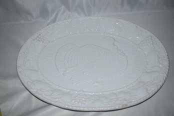 Ceramic White Turkey Platter Made In Portugal