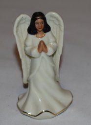 Lenox Angel Figurine White And Gold Praying Hands Dark Hair Wings Mini